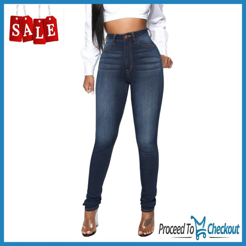 High Waisted Skinny Stretch Jeans Butt Lifting Slim Fit Denim